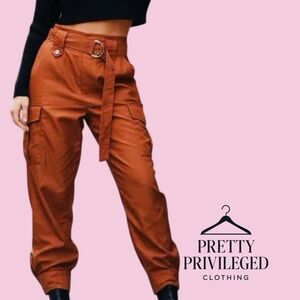 Simona Corsellini Burnt Orange Satin Cargo Pants